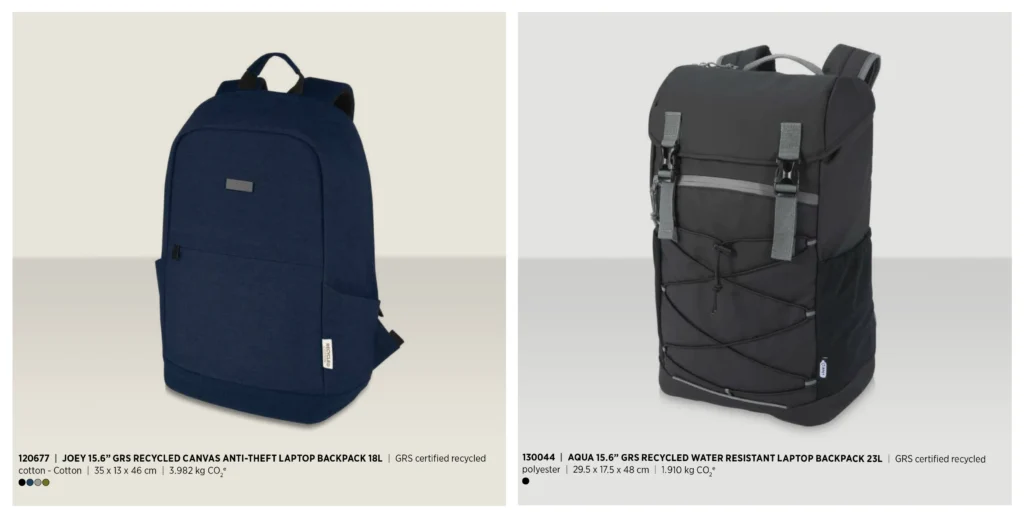 Examples of two laptop-friendly backpacks.